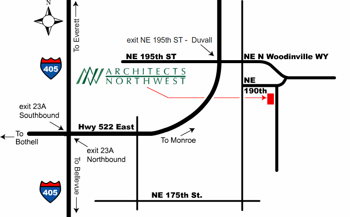 Map to Architects Northwest